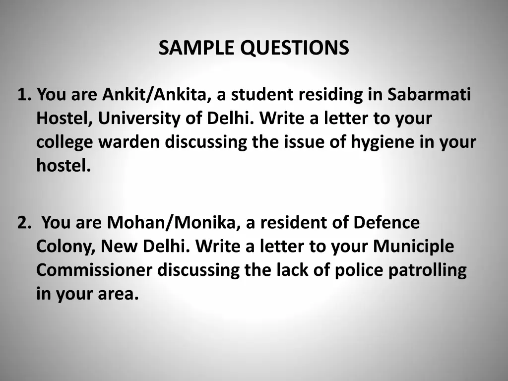 sample questions
