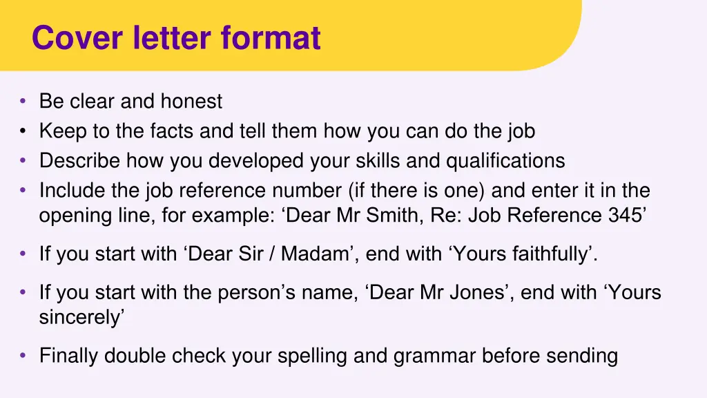 cover letter format