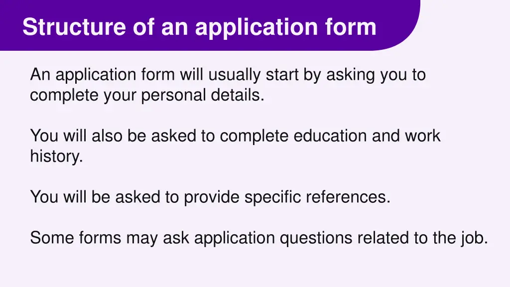 structure of an application form