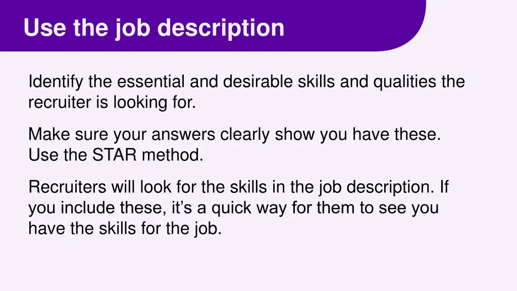 use the job description