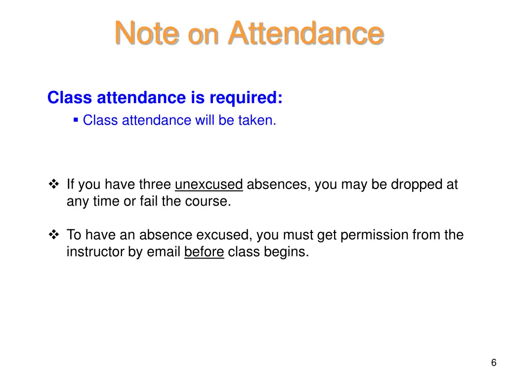 note on attendance
