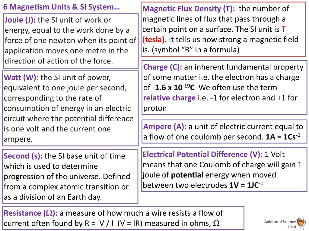 6 magnetism units si system