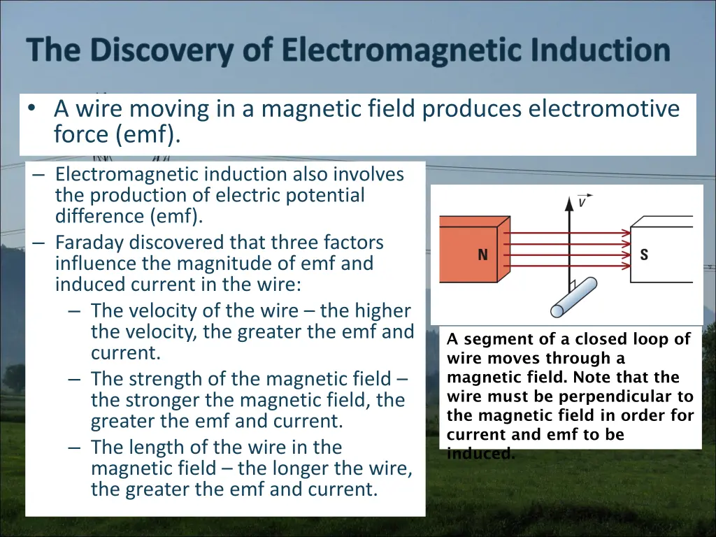 a wire moving in a magnetic field produces
