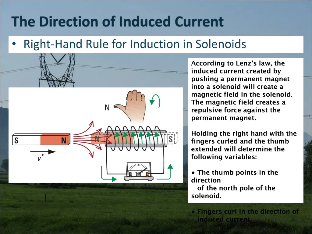 right hand rule for induction in solenoids