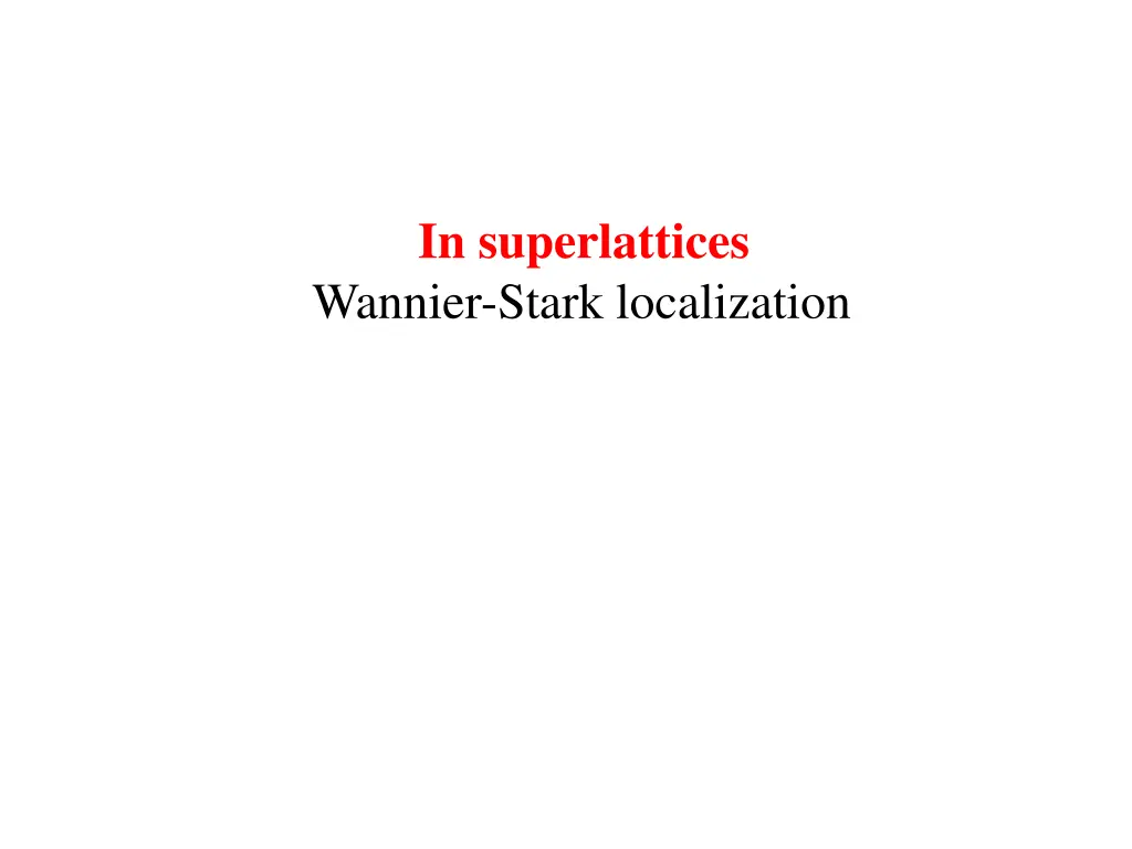 in superlattices wannier stark localization