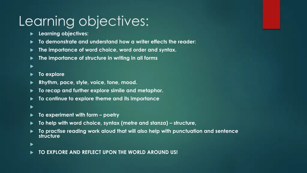 learning objectives learning objectives