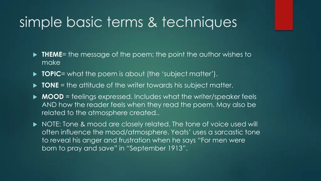 simple basic terms techniques