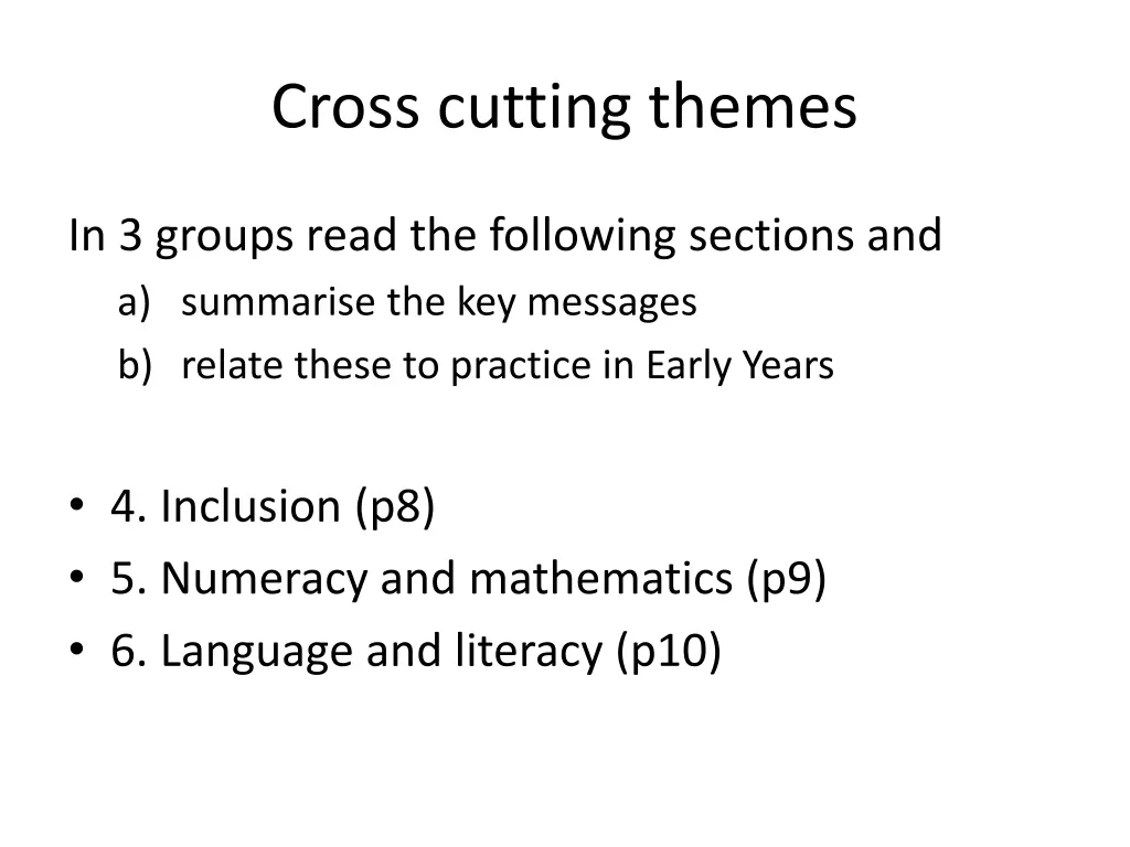 cross cutting themes