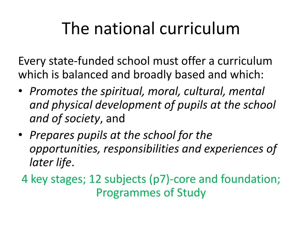 the national curriculum