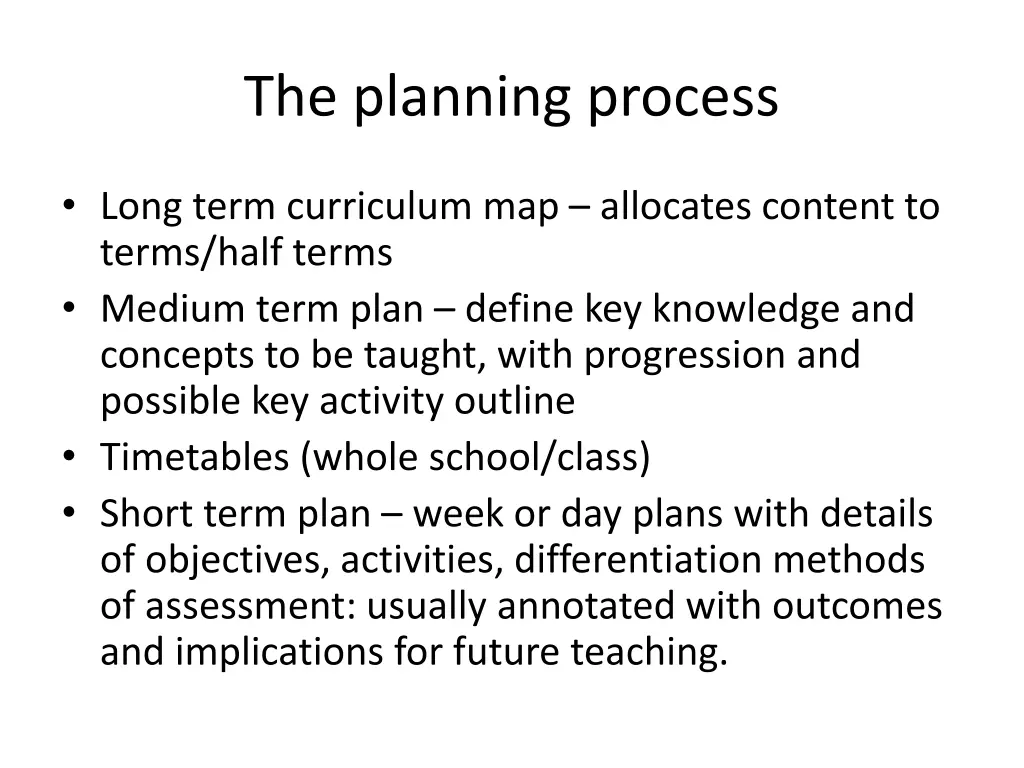 the planning process