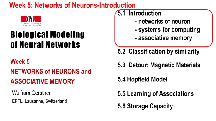 week 5 networks of neurons introduction