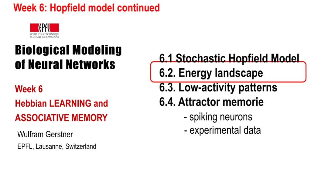 week 6 hopfield model continued 1