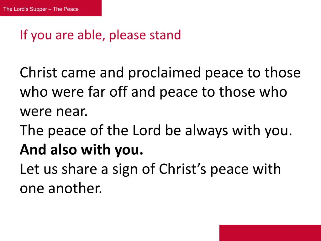 the lord s supper the peace