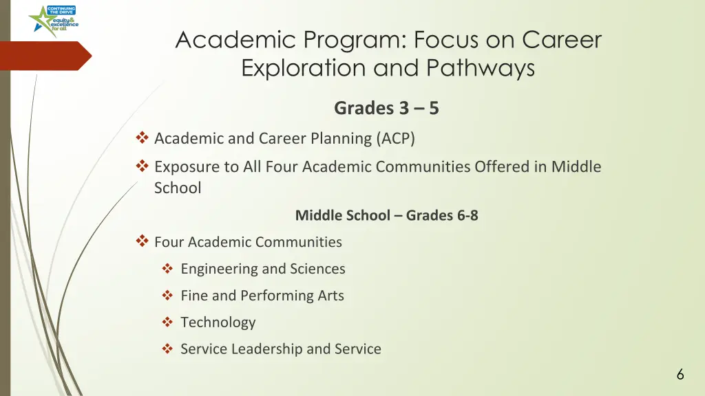 academic program focus on career exploration