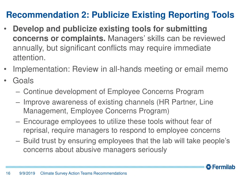 recommendation 2 publicize existing reporting