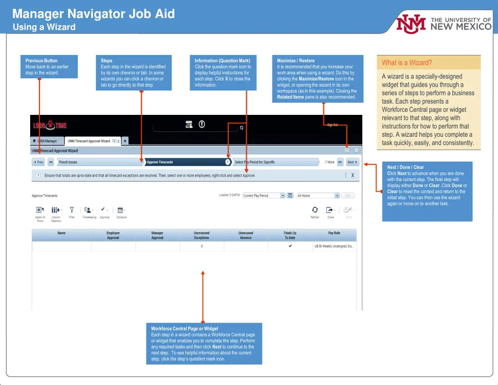 manager navigator job aid using a wizard