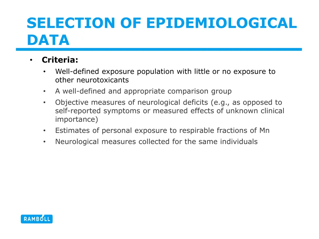 selection of epidemiological data