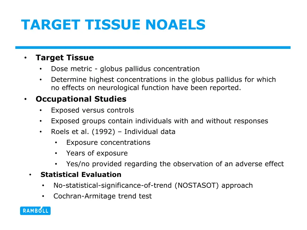 target tissue noaels