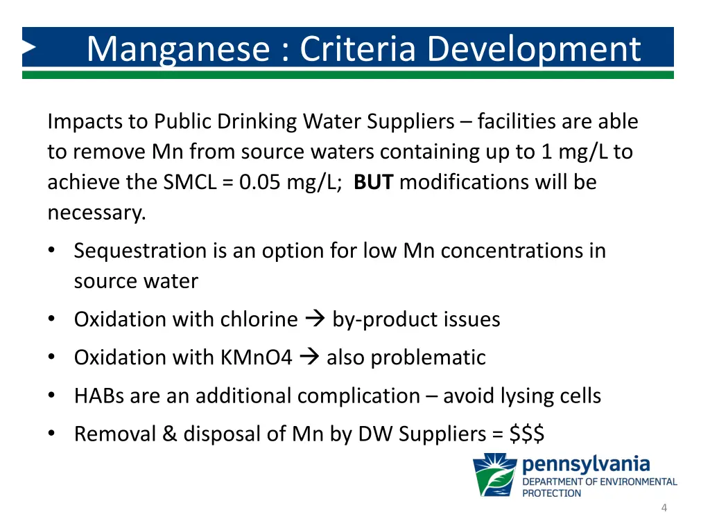 manganese criteria development 2