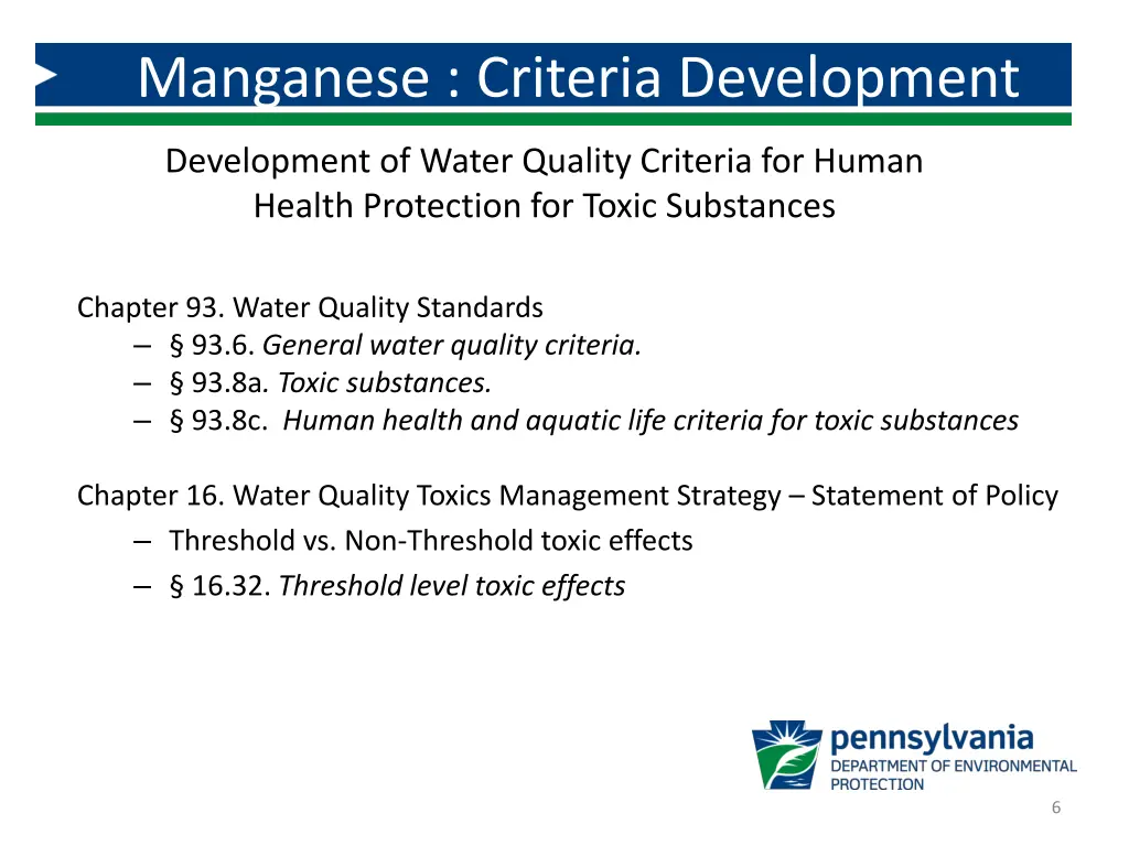 manganese criteria development 4