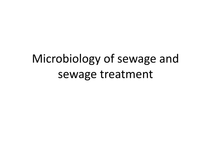 microbiology of sewage and sewage treatment