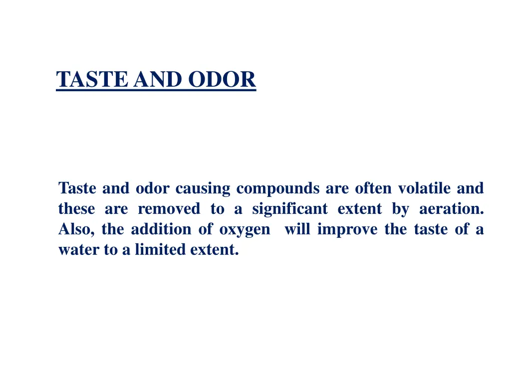taste and odor