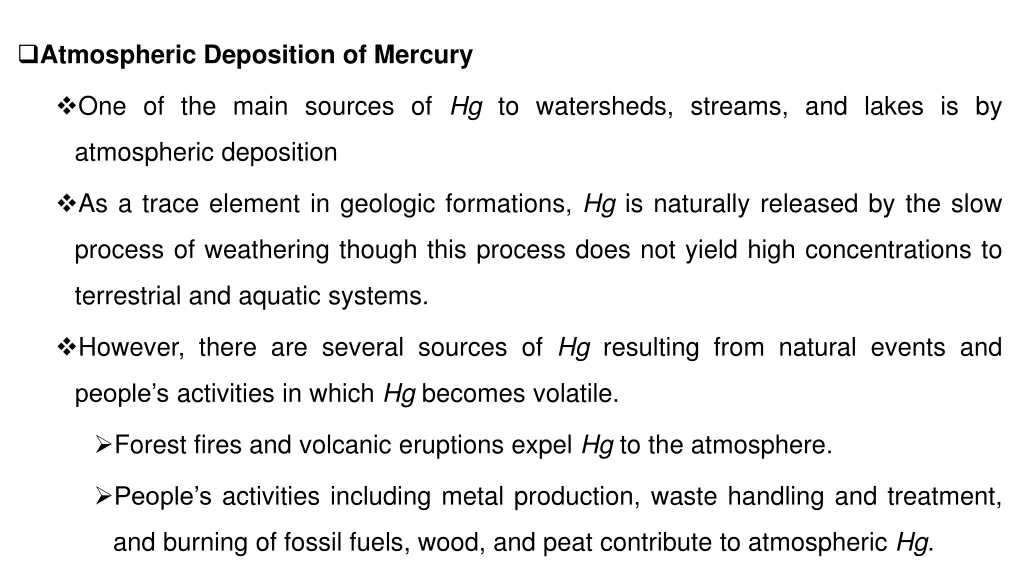 atmospheric deposition of mercury