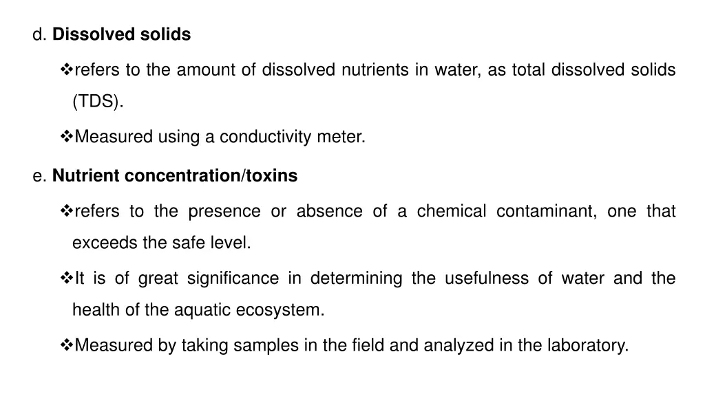 d dissolved solids