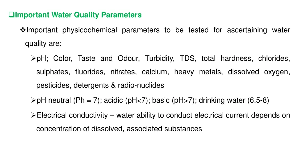 important water quality parameters