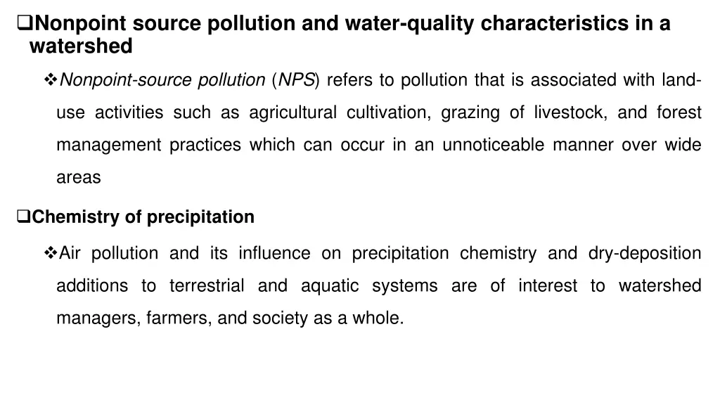 nonpoint source pollution and water quality