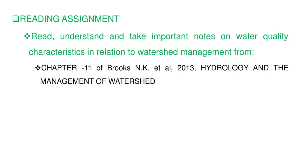 reading assignment