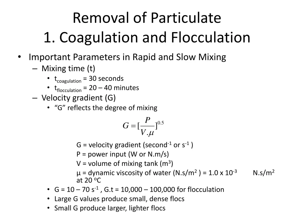 removal of particulate 1 coagulation 3