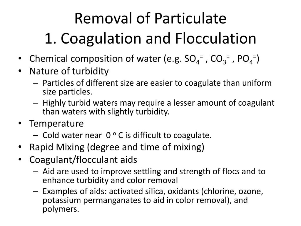 removal of particulate 1 coagulation 5