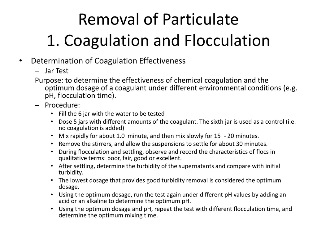 removal of particulate 1 coagulation 9