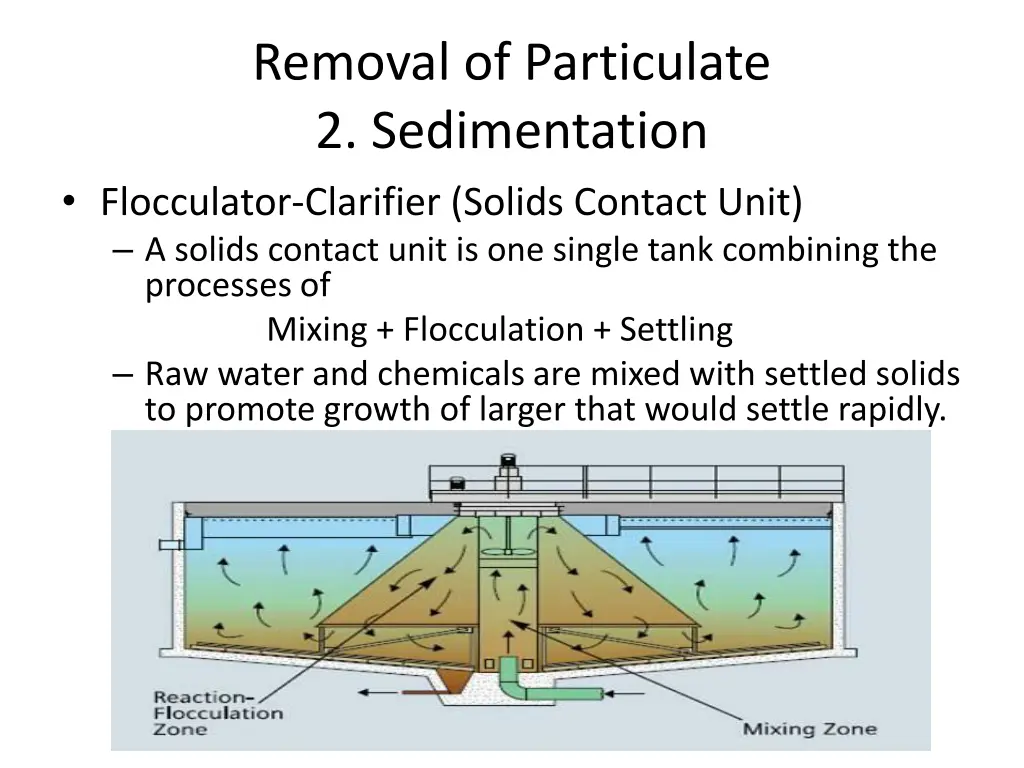 removal of particulate 2 sedimentation 2