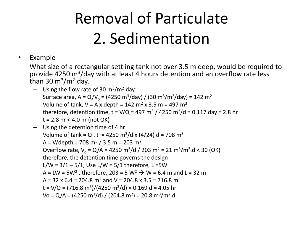 removal of particulate 2 sedimentation 5