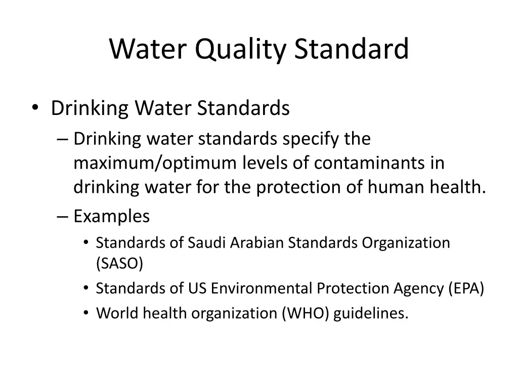 water quality standard 1