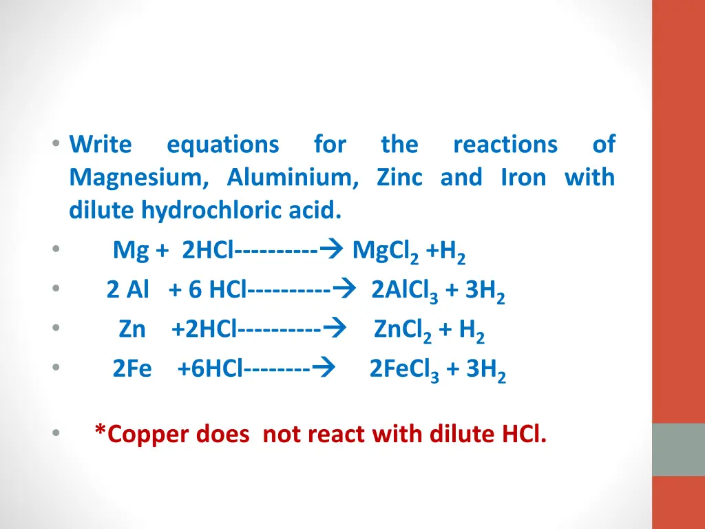 write magnesium aluminium zinc and iron with