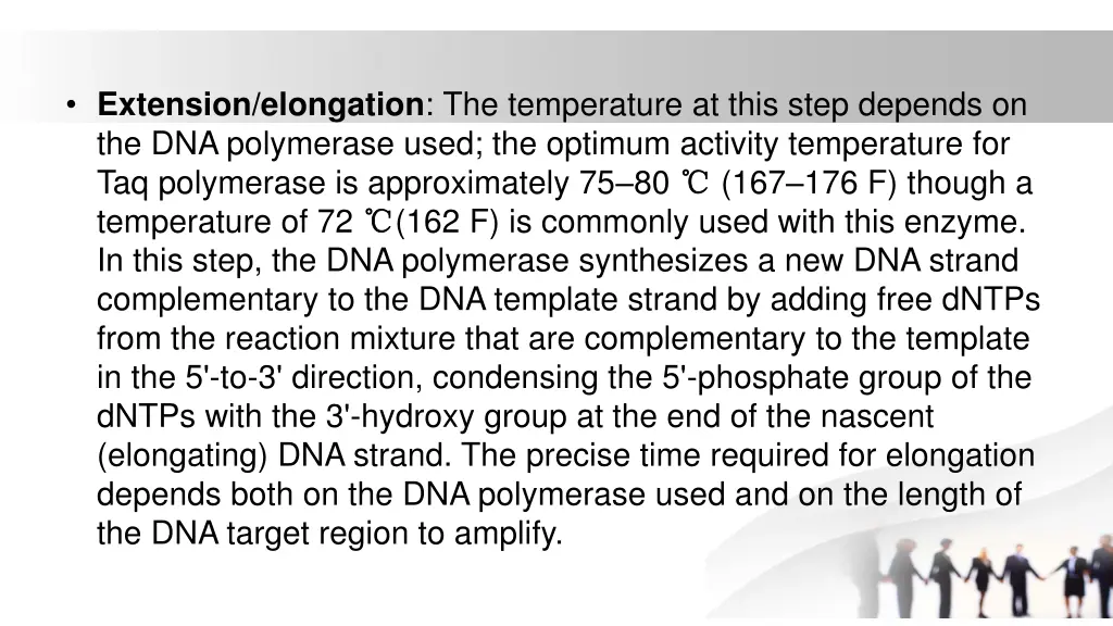 extension elongation the temperature at this step