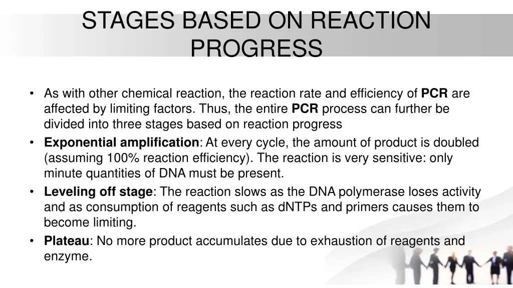 stages based on reaction progress