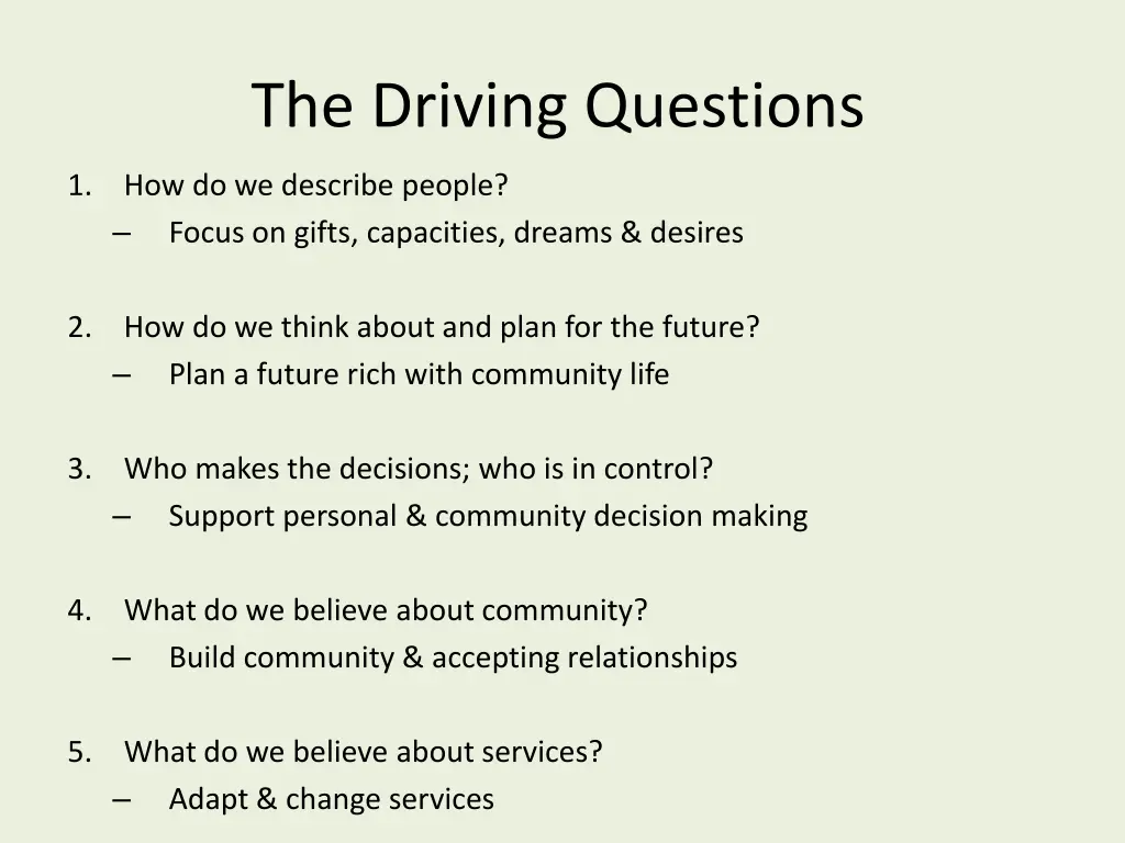 the driving questions