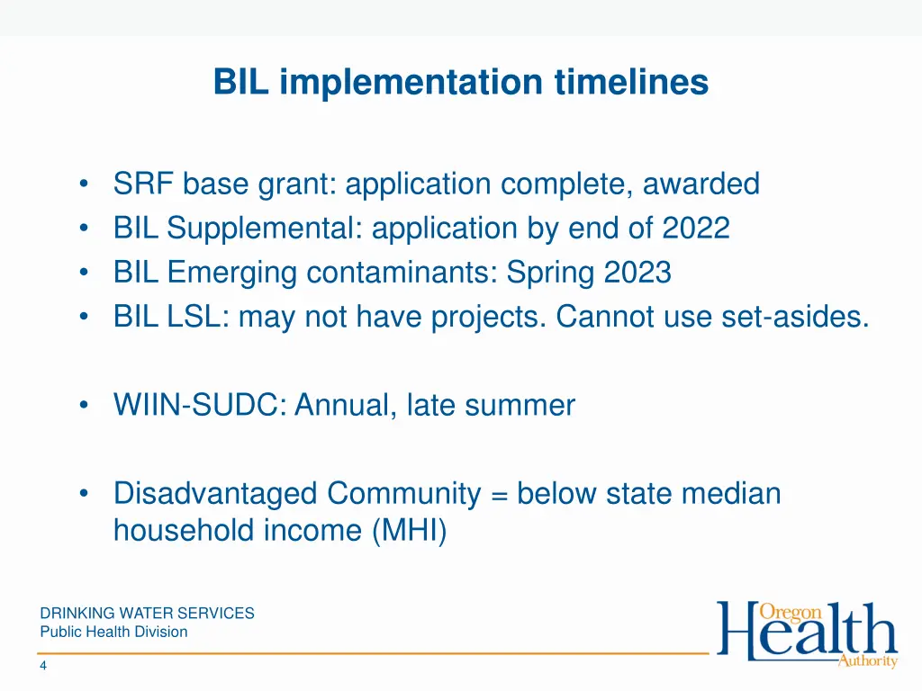 bil implementation timelines