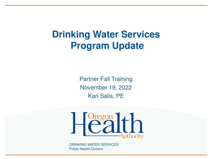 drinking water services program update