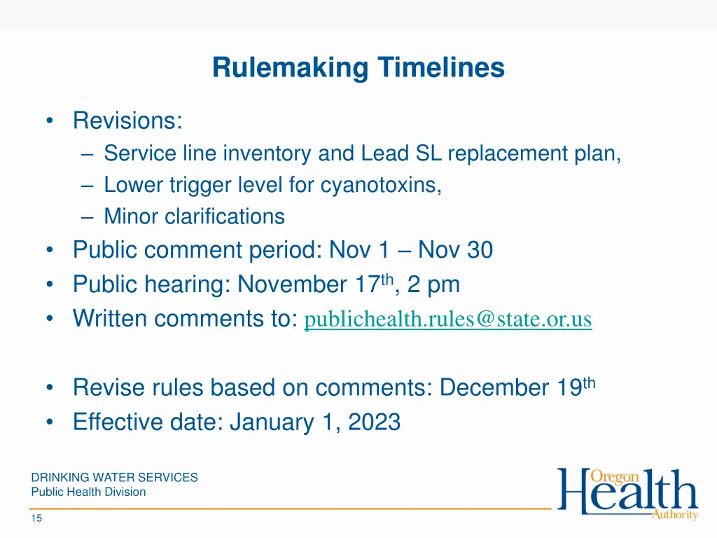 rulemaking timelines