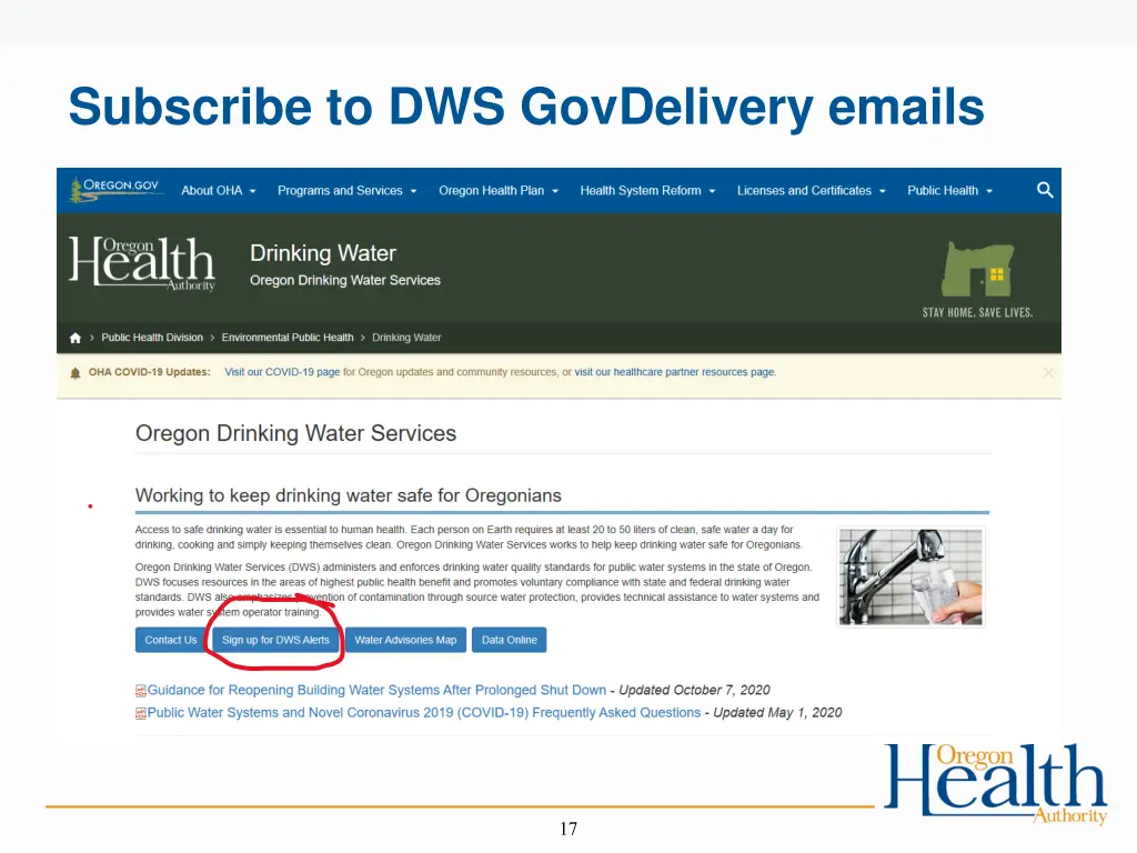 subscribe to dws govdelivery emails