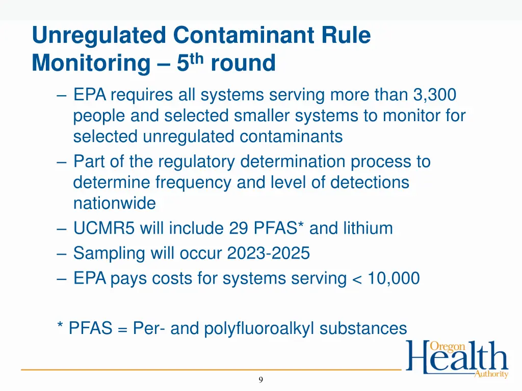 unregulated contaminant rule monitoring