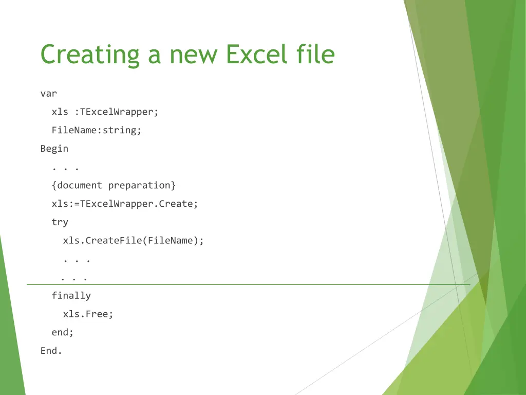 creating a new excel file 1