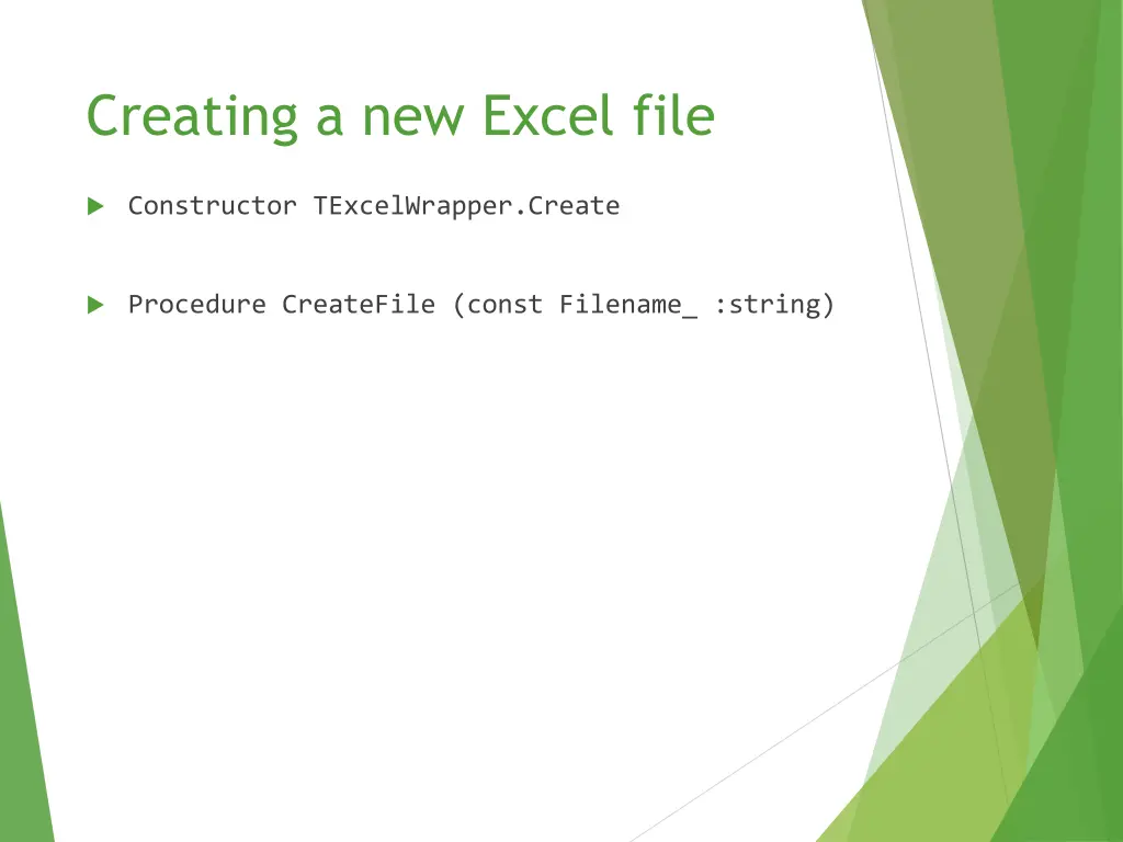 creating a new excel file