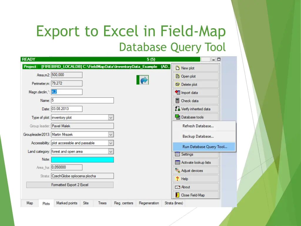 export to excel in field map database query tool