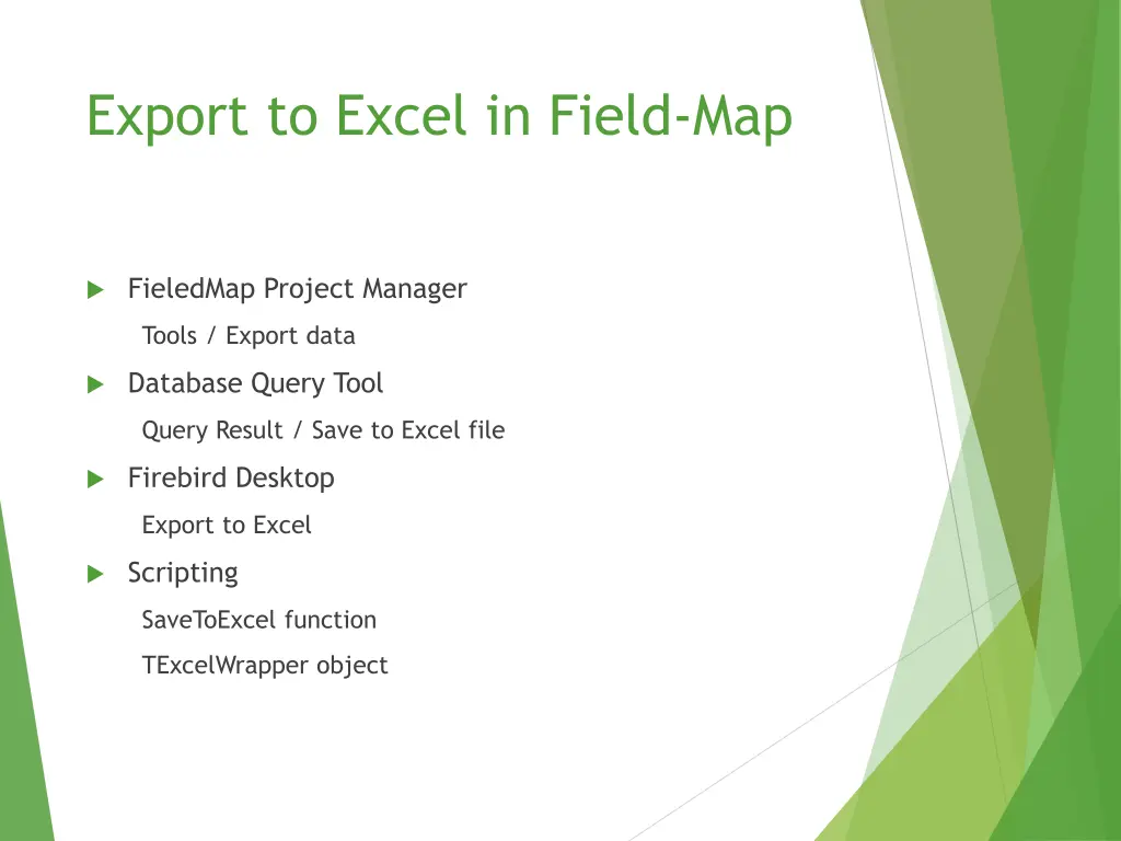 export to excel in field map